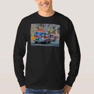 Firefighters - Line of Fire Engines in Parade T-Shirt