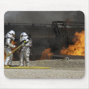 Firefighters neutralise a live fire mouse mat
