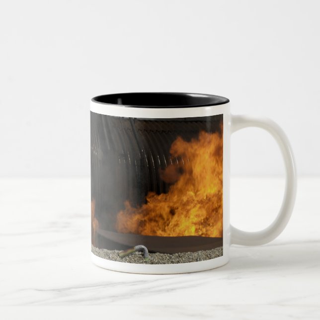 Firefighters neutralise a live fire Two-Tone coffee mug (Right)