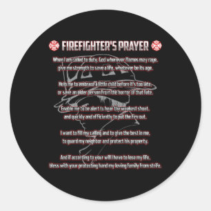 Firefighter'S Prayer Fire First Responder Thin Red Classic Round Sticker