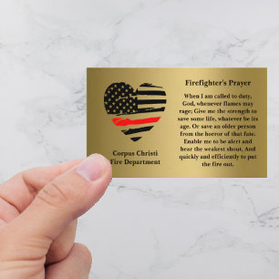 Firefighter's Prayer on Gold Background Business Card