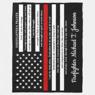 Firefighter's Prayer Personalised Thin Red Line Fleece Blanket