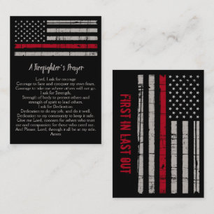 Firefighter's Prayer Thin Red Line Flag Business Card