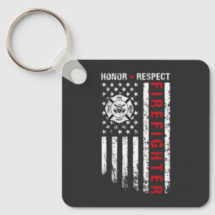 Firefighters Red Line Us Flag Key Ring