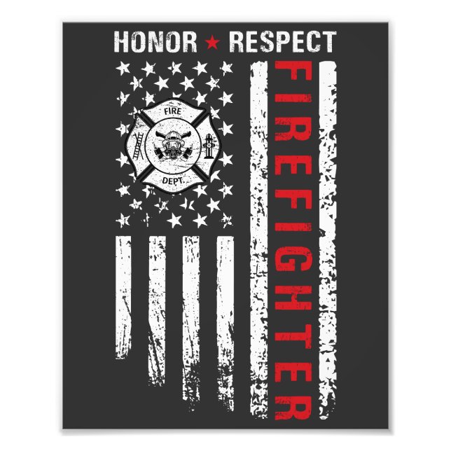 Firefighters Red Line Us Flag Photo Print (Front)