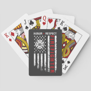 Firefighters Red Line Us Flag Playing Cards