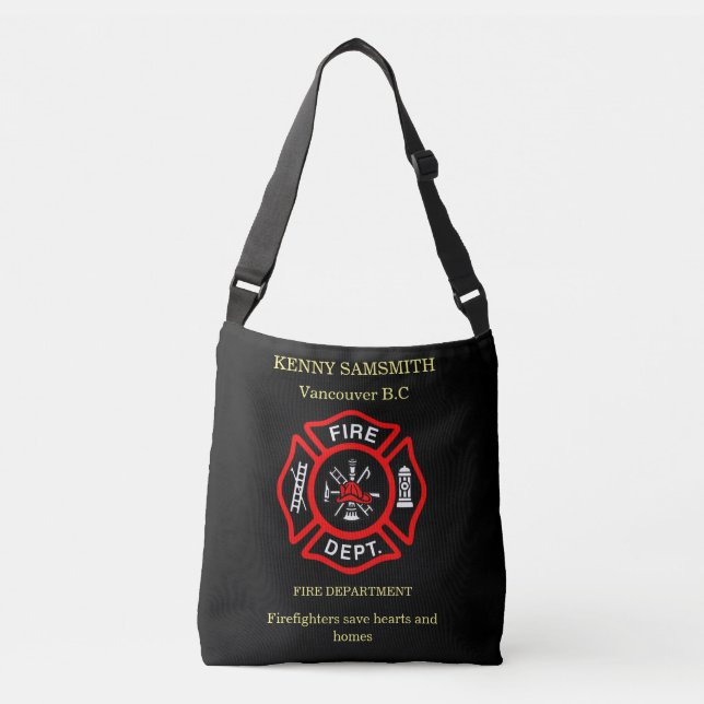 Firefighters save hearts crossbody bag (Front)