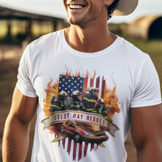 Firefighters Saving Car In Flames T-Shirt