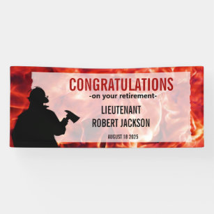 Firefighters Silhouette  Flame Retirement  Banner