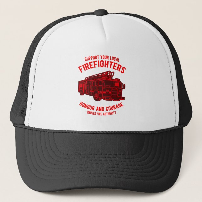 Firefighters Truck Trucker Hat (Front)