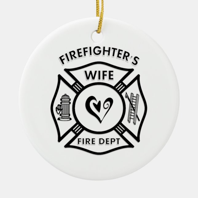 Firefighters Wife Ceramic Tree Decoration (Front)