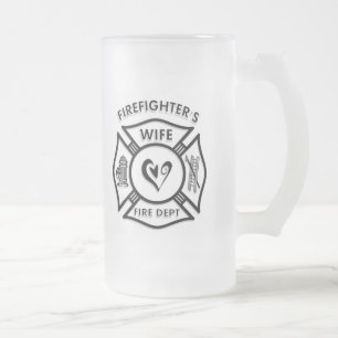 Firefighters Wife Frosted Glass Beer Mug