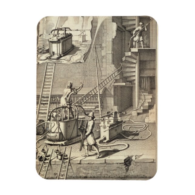 Firefighting Machinery, from a book on Firefightin Magnet (Vertical)