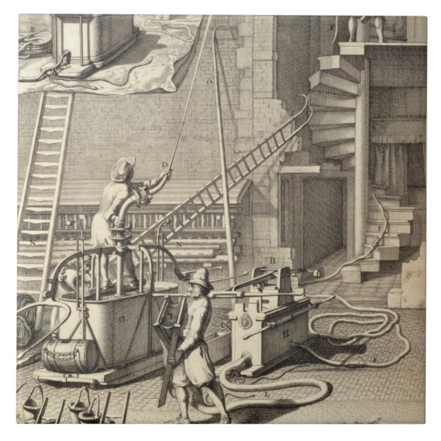 Firefighting Machinery, from a book on Firefightin Tile (Front)