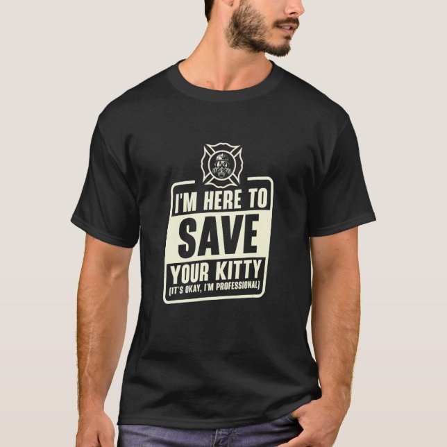 Firefighting Professional Rescue Cat Firefighter F T-Shirt (Front)