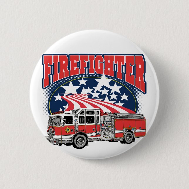 Firefighting Truck 6 Cm Round Badge (Front)
