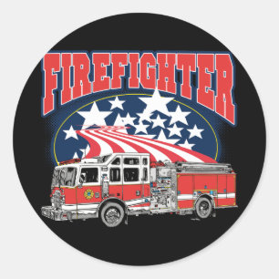 Firefighting Truck Classic Round Sticker
