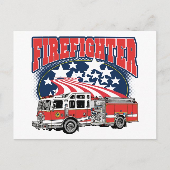 Firefighting Truck Postcard (Front)
