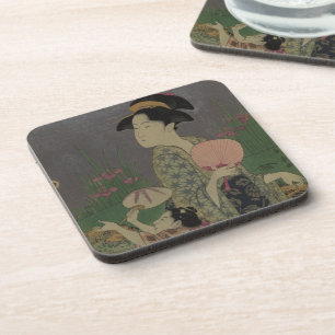 Fireflies, 1793 (colour woodcut) coaster