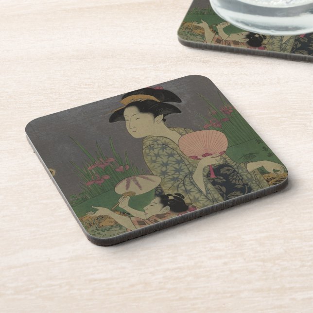 Fireflies, 1793 (colour woodcut) coaster (Left Side)