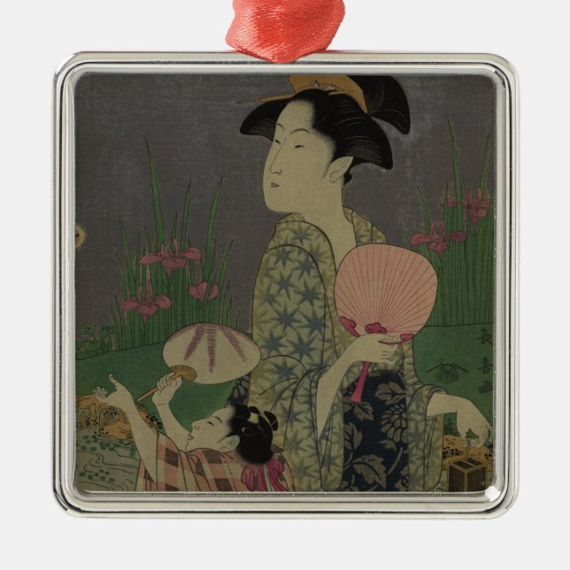 Fireflies, 1793 (colour woodcut) metal tree decoration (Front)