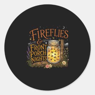 Fireflies and front porch nights rustic floral classic round sticker