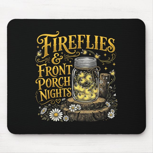 Fireflies and front porch nights rustic floral mouse mat (Front)