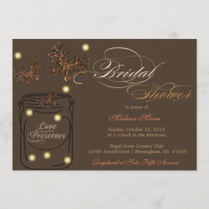 Fireflies and Mason Jar Bridal Shower - Fall Invitation