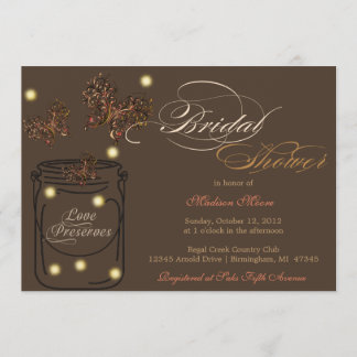 Fireflies and Mason Jar Bridal Shower - Fall Invitation