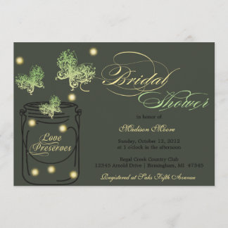 Fireflies and Mason Jar Bridal Shower - Green Invitation