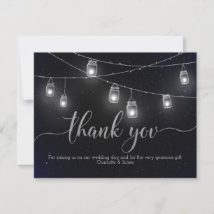 Fireflies and Mason Jar Lights Night Sky Thank You Card