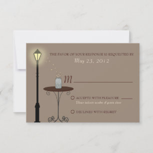 Fireflies and Mason Jar Wedding RSVP Card