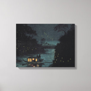 Fireflies At Ochanomizu By Kobayashi Kiyochika Canvas Print