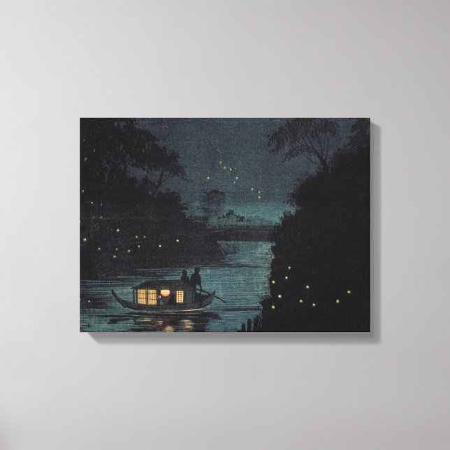 Fireflies At Ochanomizu By Kobayashi Kiyochika Canvas Print (Front)
