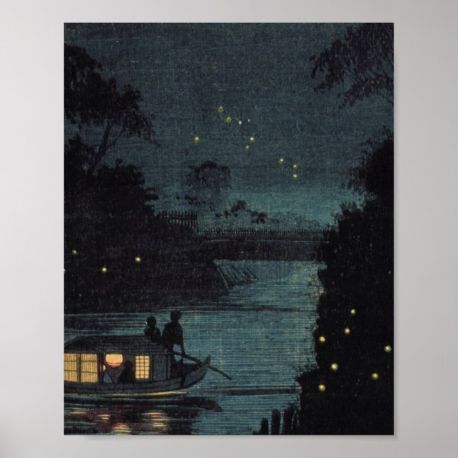 Fireflies At Ochanomizu By Kobayashi Kiyochika Poster (Front)