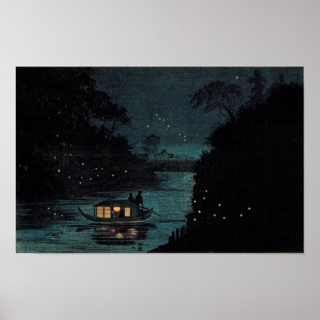 Fireflies at Ochanomizu by Kobayashi Kiyochika Poster (Front)