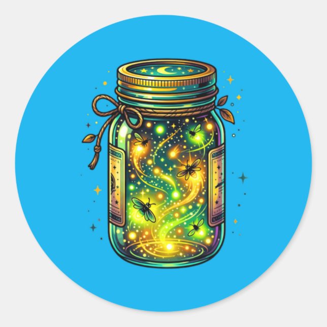 Fireflies Bugs In A Jar Firefly Lightning Insects Classic Round Sticker (Front)