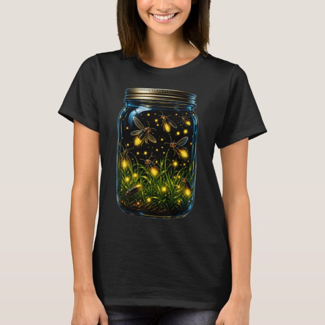 Fireflies Bugs In A Jar Glow Bug Lightning Insects T-Shirt (Front)