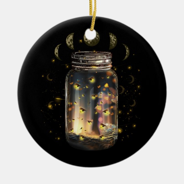 Fireflies Bugs In Jar Firefly Lightning Insects Gl Ceramic Tree Decoration (Front)
