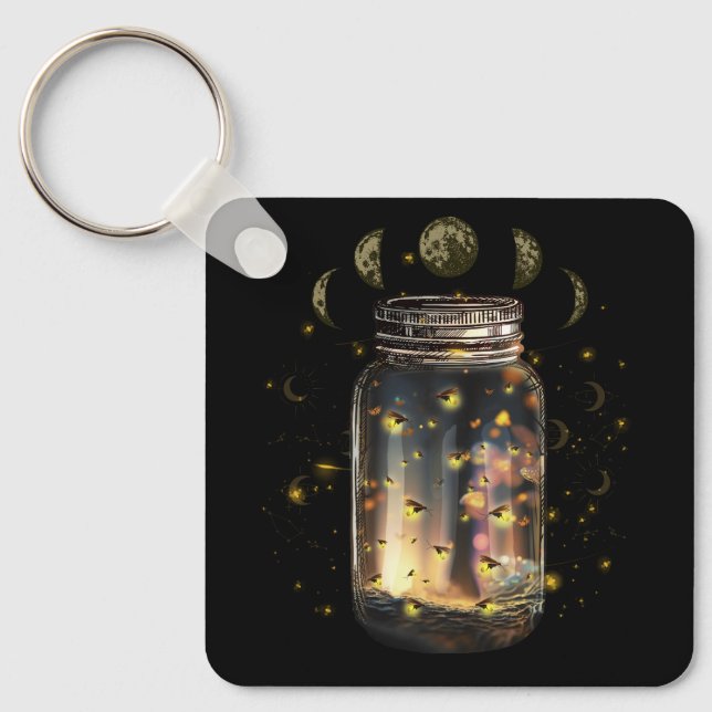 Fireflies Bugs In Jar Firefly Lightning Insects Gl Key Ring (Front)