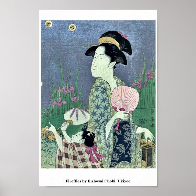 Fireflies by Eishosai Choki, Ukiyoe Poster (Front)