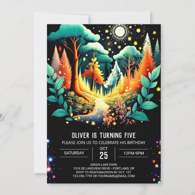 Fireflies Dance Wonderland Birthday Invitation (Front)