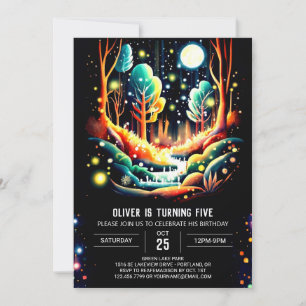 Fireflies Glow Enchanted Forest Birthday Invitation