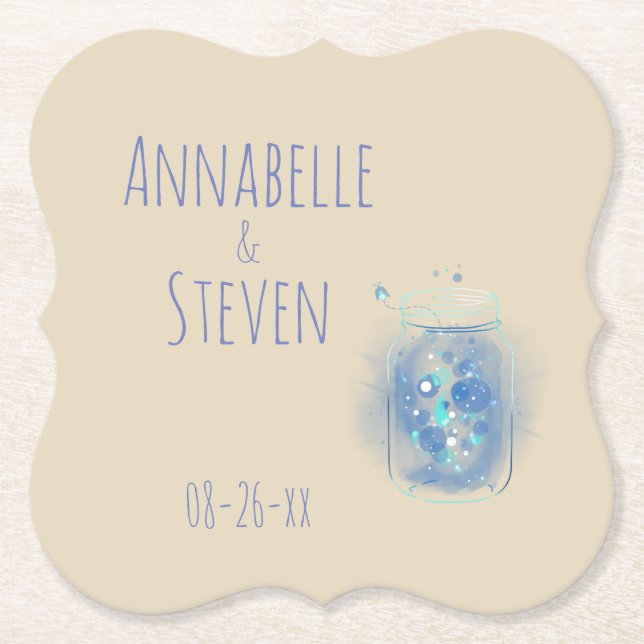 Fireflies in Jar Personalised Classic  Paper Coaster (Front)