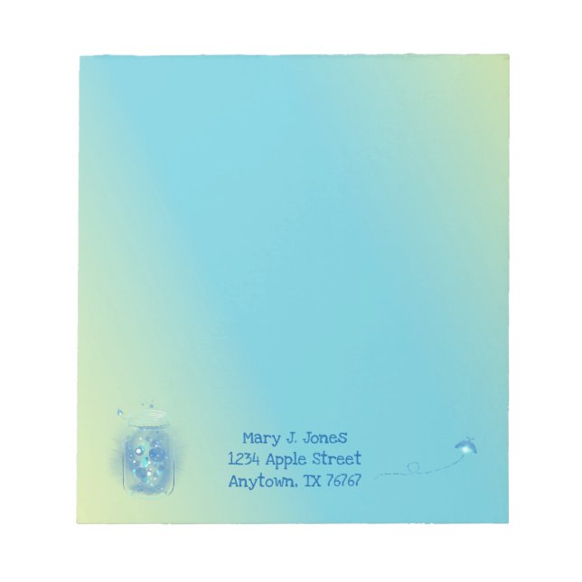 Fireflies in Jar Personalised Gradient Background Notepad (Front)