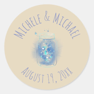 Fireflies in Jar Personalised Names Date Classic Round Sticker