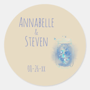 Fireflies in Jar Personalised Wedding Classic Round Sticker