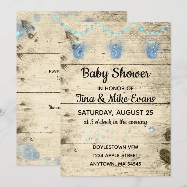 Fireflies in Jars Baby Shower Invitation (Front/Back)