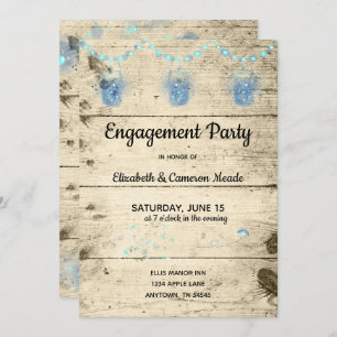 Fireflies in Mason Jars Engagement Party Custom Invitation