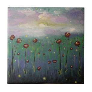 Fireflies in Roses Tile